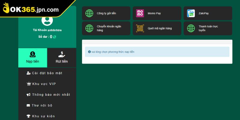 Khám phá sự đa dạng trong nạp rút tiền OK365
