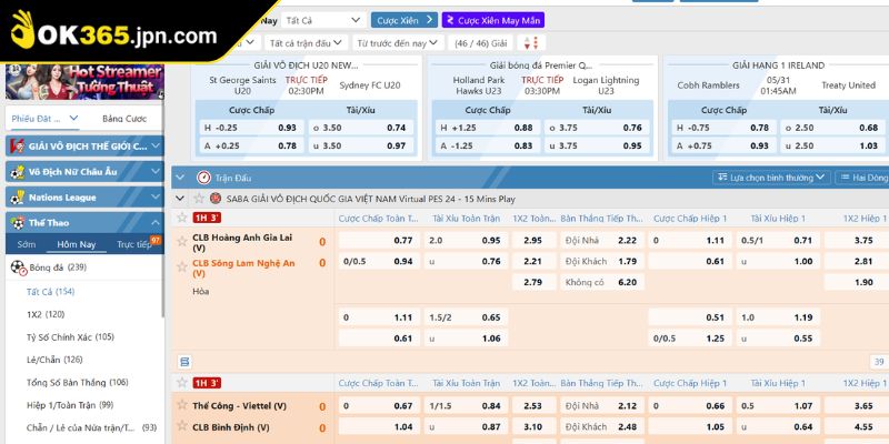 Giới thiệu thông tin về sảnh Saba thể thao OK365 cho anh em 