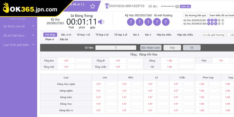 Khám phá thông tin về sảnh cược VR Xổ Số OK365